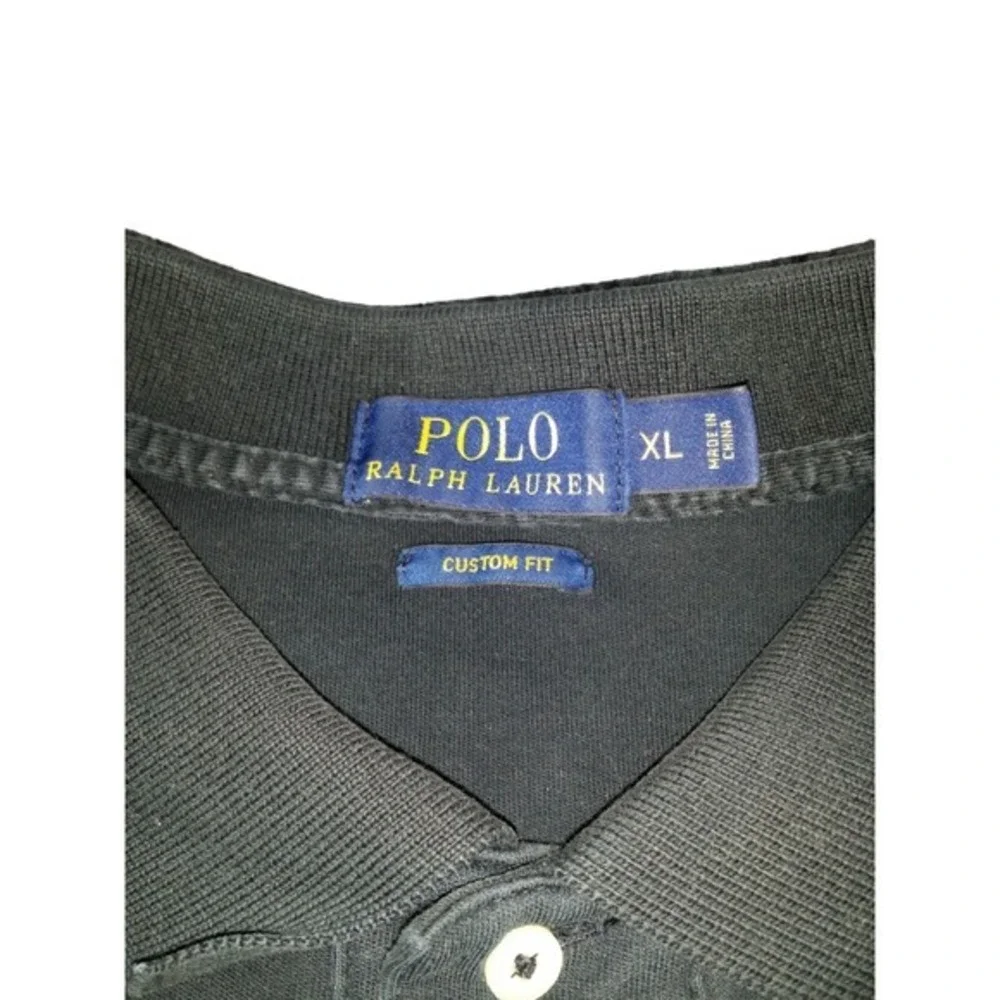 Polo Ralph Lauren Mens XL‎ Black Custom Fit Polo Shirt Short Sleeve Red Pony Top